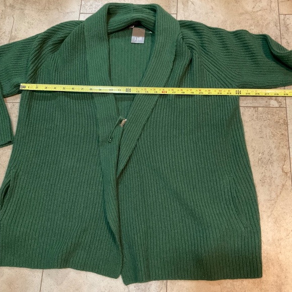 J. Jill Alpaca Wool Blend Cardigan Safety Pin Closure Dark Green NWT Sz L - Picture 7 of 13
